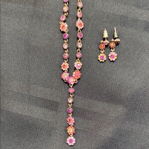 VCLM Floral Multicolor Necklace and Earrings Set Vintage.